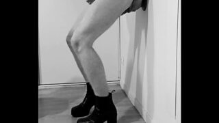 I ride a GIANT dildo wearing my new BOOTS !!